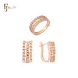 Juego de llaves griegas con anillos en Oro de 18 quilates, Oro rosa, Oro 14K, baño de dos colores