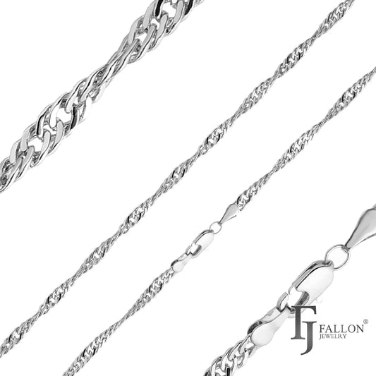 .Classic Singapore single link 14K Gold, two tone, 18K Gold chains