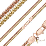 Classic Glossy 14K Gold, Rose Gold two tone, three tone Foxtail link chains