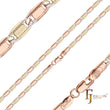 Cadenas martilladas de eslabones Mariner de tres tonos de oro rosa