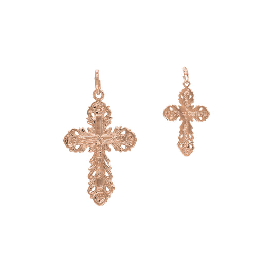 Rose Gold Eastern Orthodox Russian budded pendant in Rose Gold, White Gold plating colors