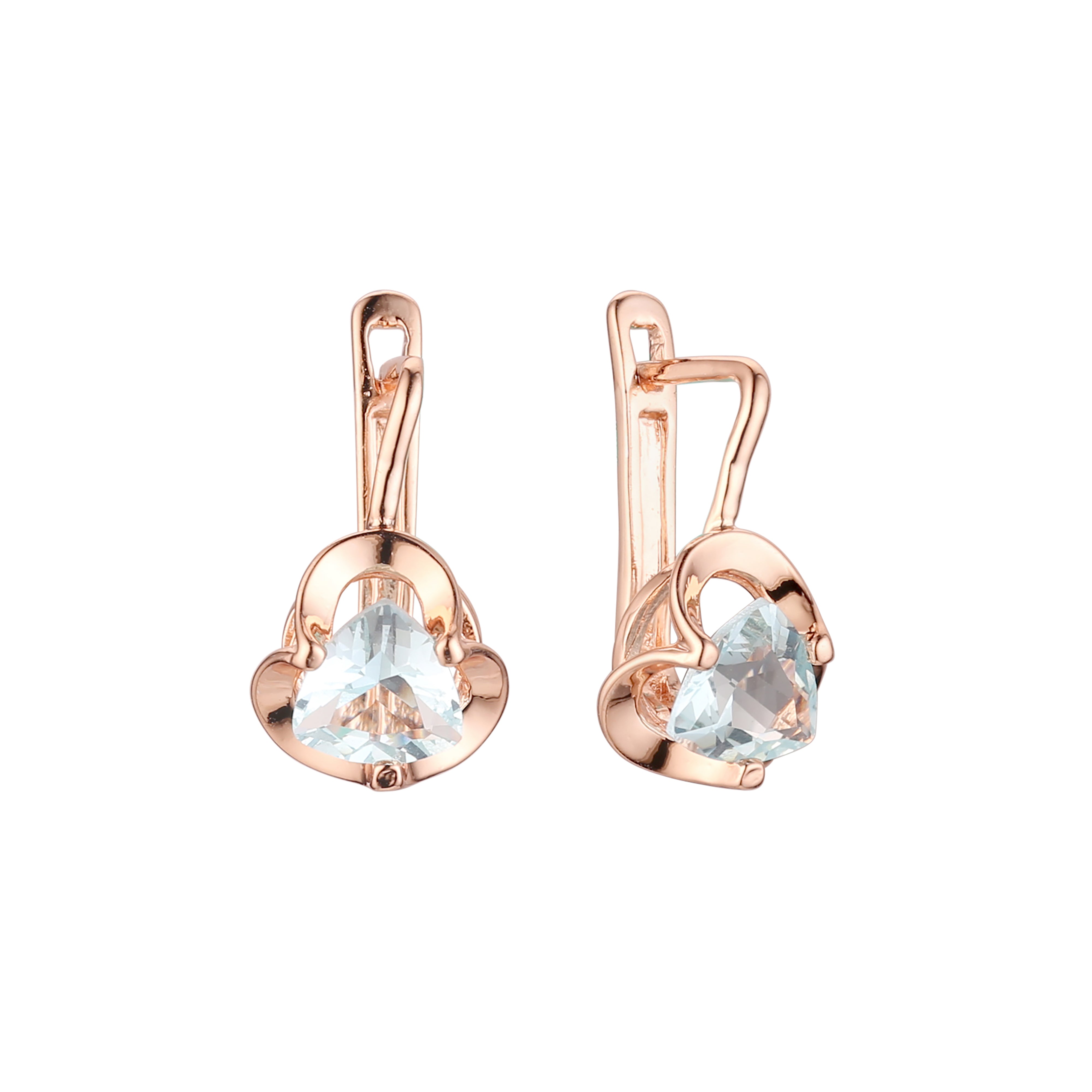 .Pendientes de circonita blanca con solitario con garras de oro rosa