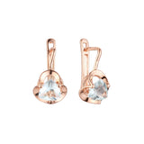 .Pendientes de circonita blanca con solitario con garras de oro rosa