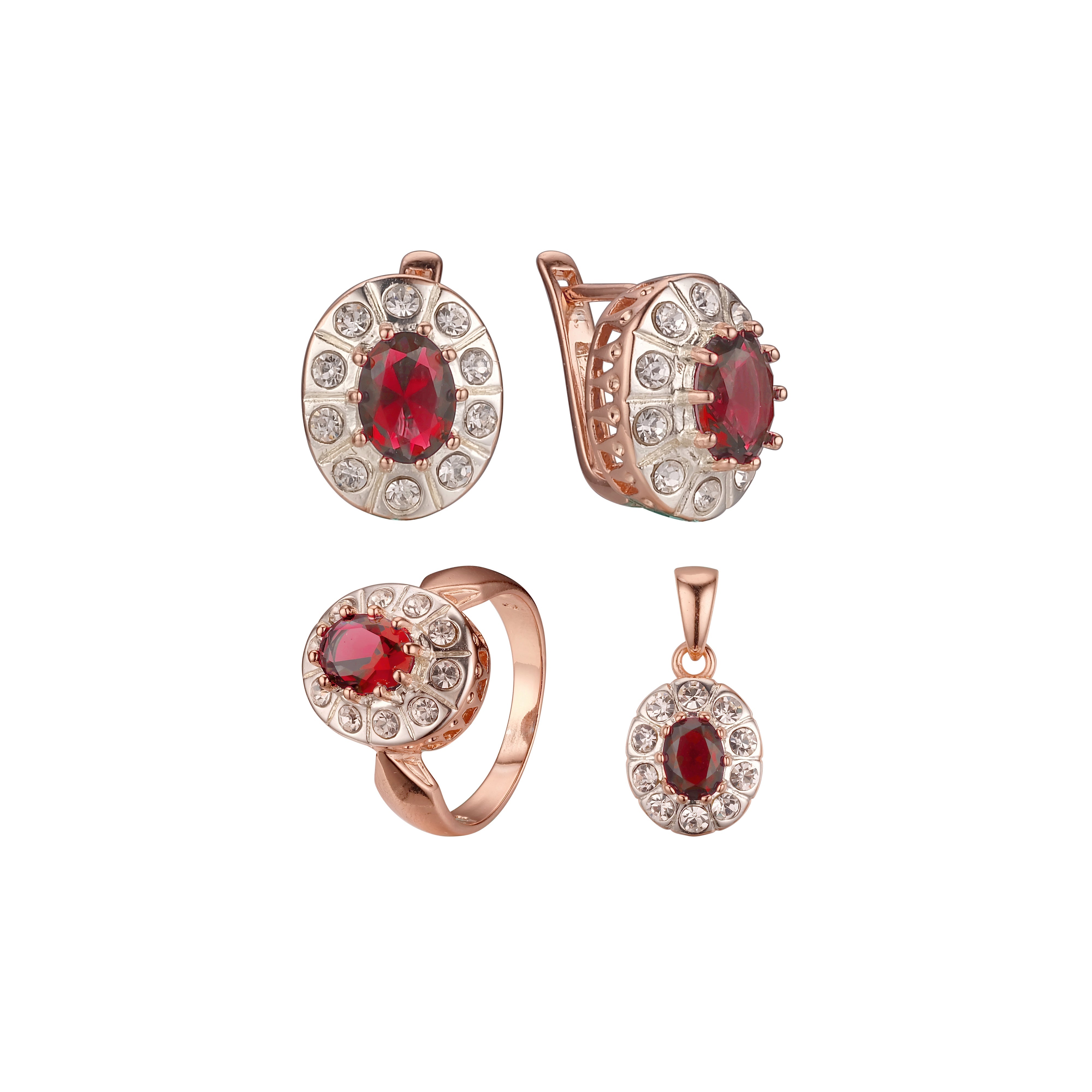 Conjunto Halo chapado en Oro Rosa, bicolor