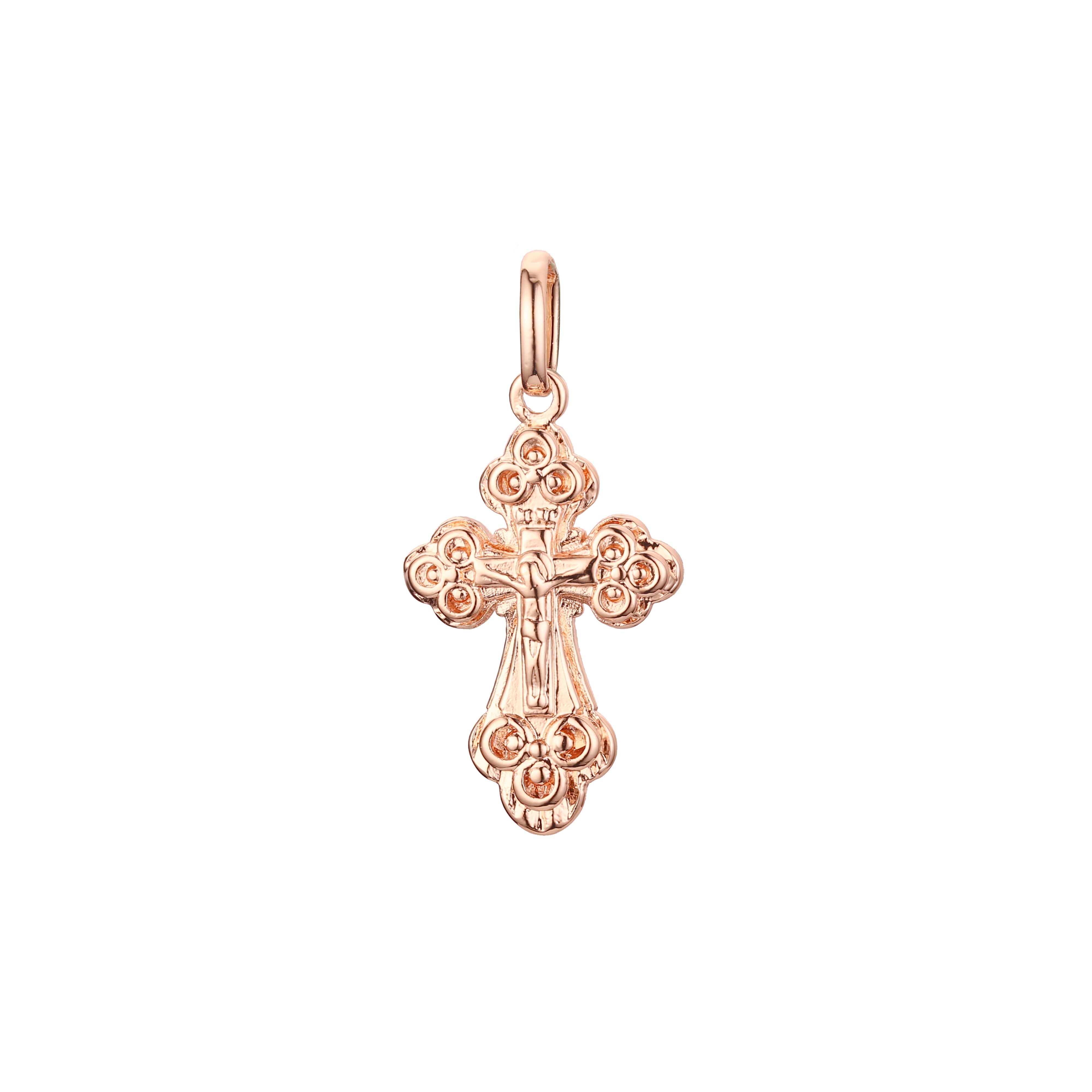 Eastern Orthodox Russian budded pendant in Rose Gold & 14K Gold plating colors