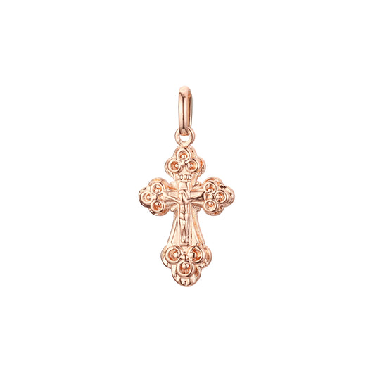 Eastern Orthodox Russian budded pendant in Rose Gold & 14K Gold plating colors