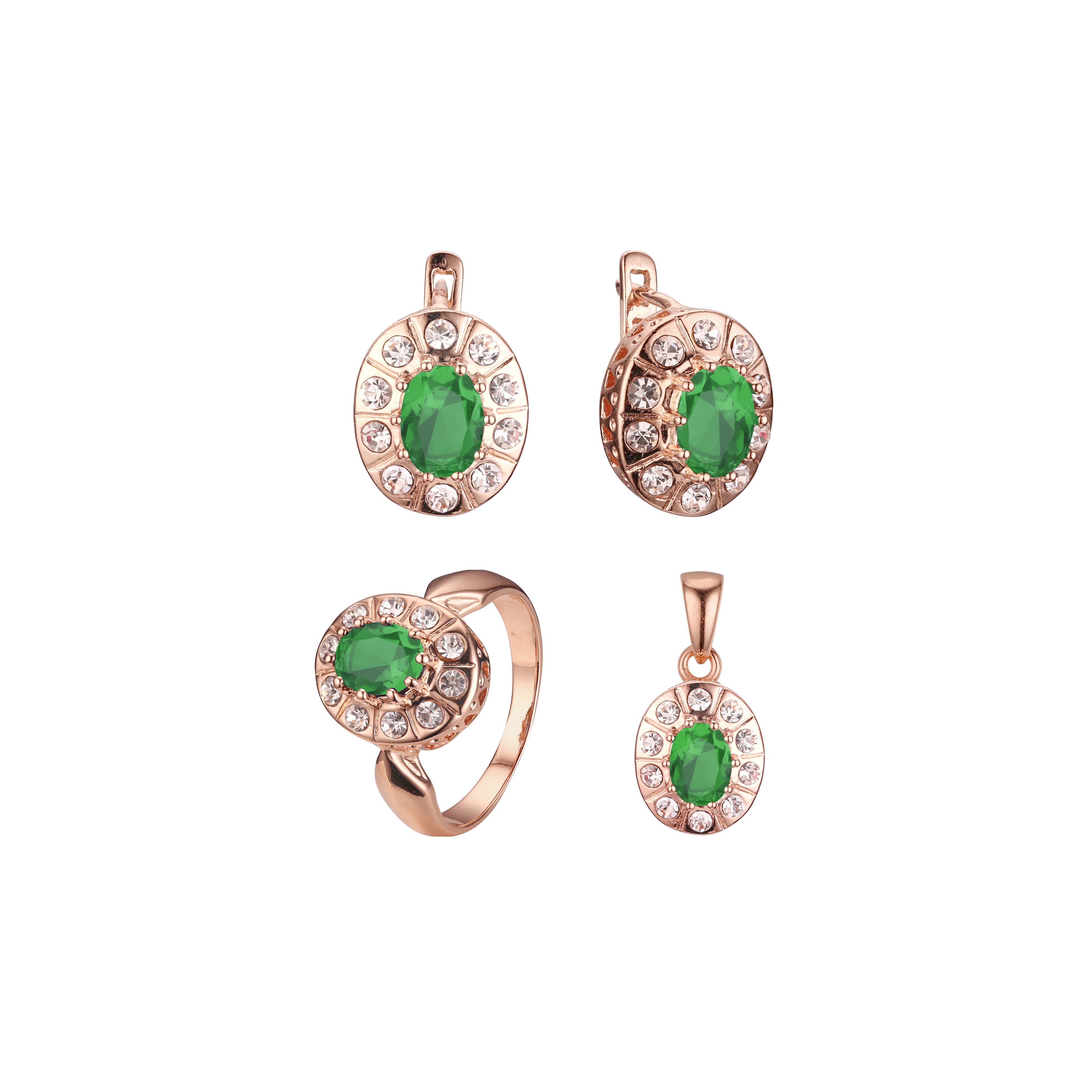Conjunto Halo chapado en Oro Rosa, bicolor