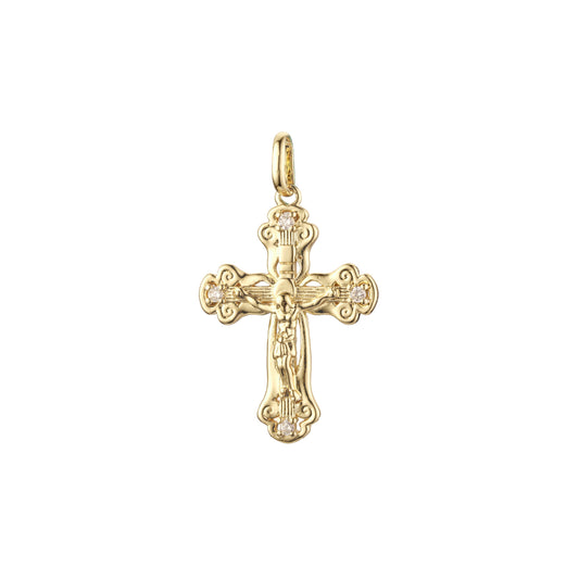 Eastern Orthodox Russian budded pendant in 14K Gold, Rose Gold two tone plating colors