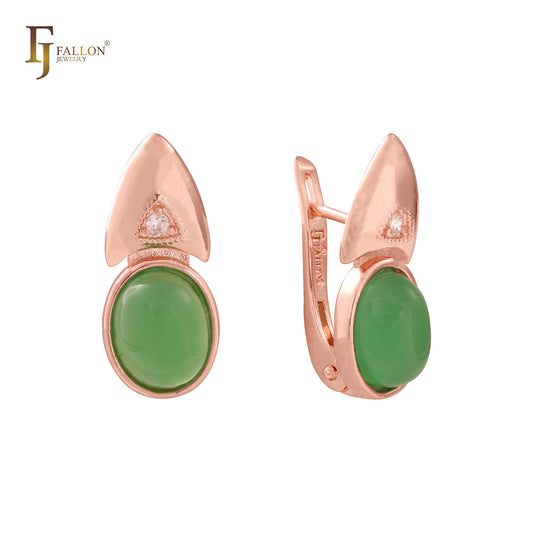 Big rounded CZ Rose Gold, 14K Gold, two tone earrings