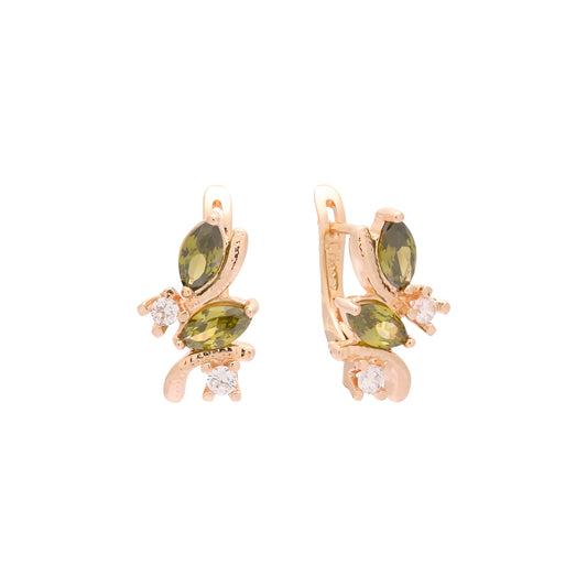 Pendientes de oro rosa de 14 quilates con circonitas cúbicas en forma de lágrima