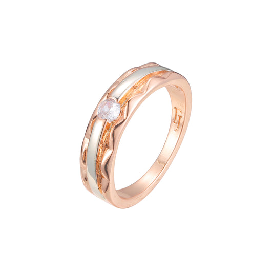 Anillos solitarios de oro rosa de dos tonos
