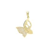 Colgante de mariposa con circonita blanca pavimentada de amor