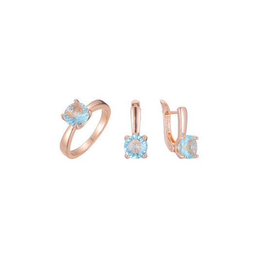Juego de joyas de anillos de piedra grande solitario solitario minimalista chapado en oro rosa