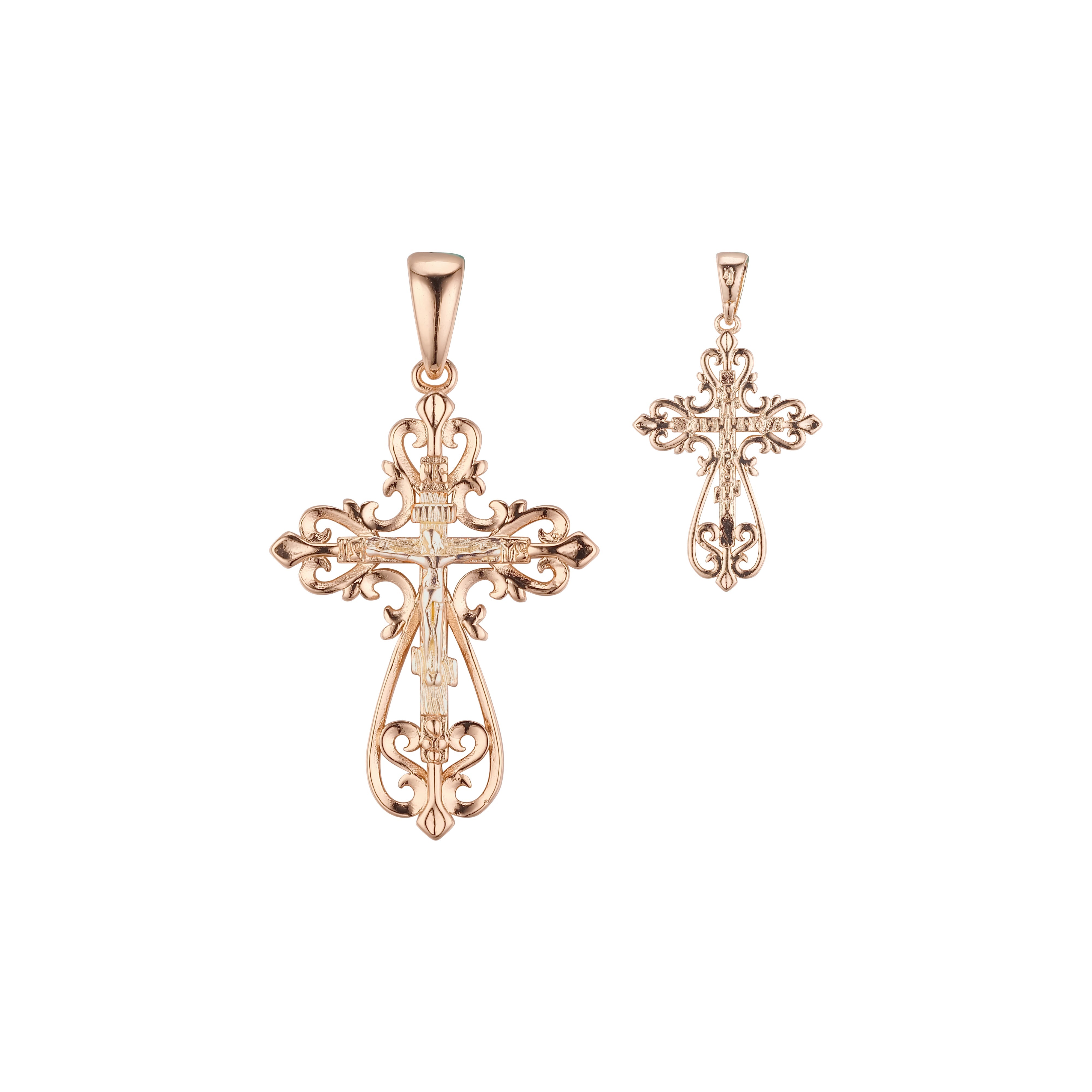 .Eastern Orthodox Russian pendant in Rose Gold two tone, White Gold plating colors