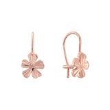 Pendientes de oro rosa y oro de 14 quilates con trébol de flor pequeña