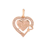 MY LOVE キーとハート ローズゴールド、14K ゴールド、ホワイトゴールド ペンダント