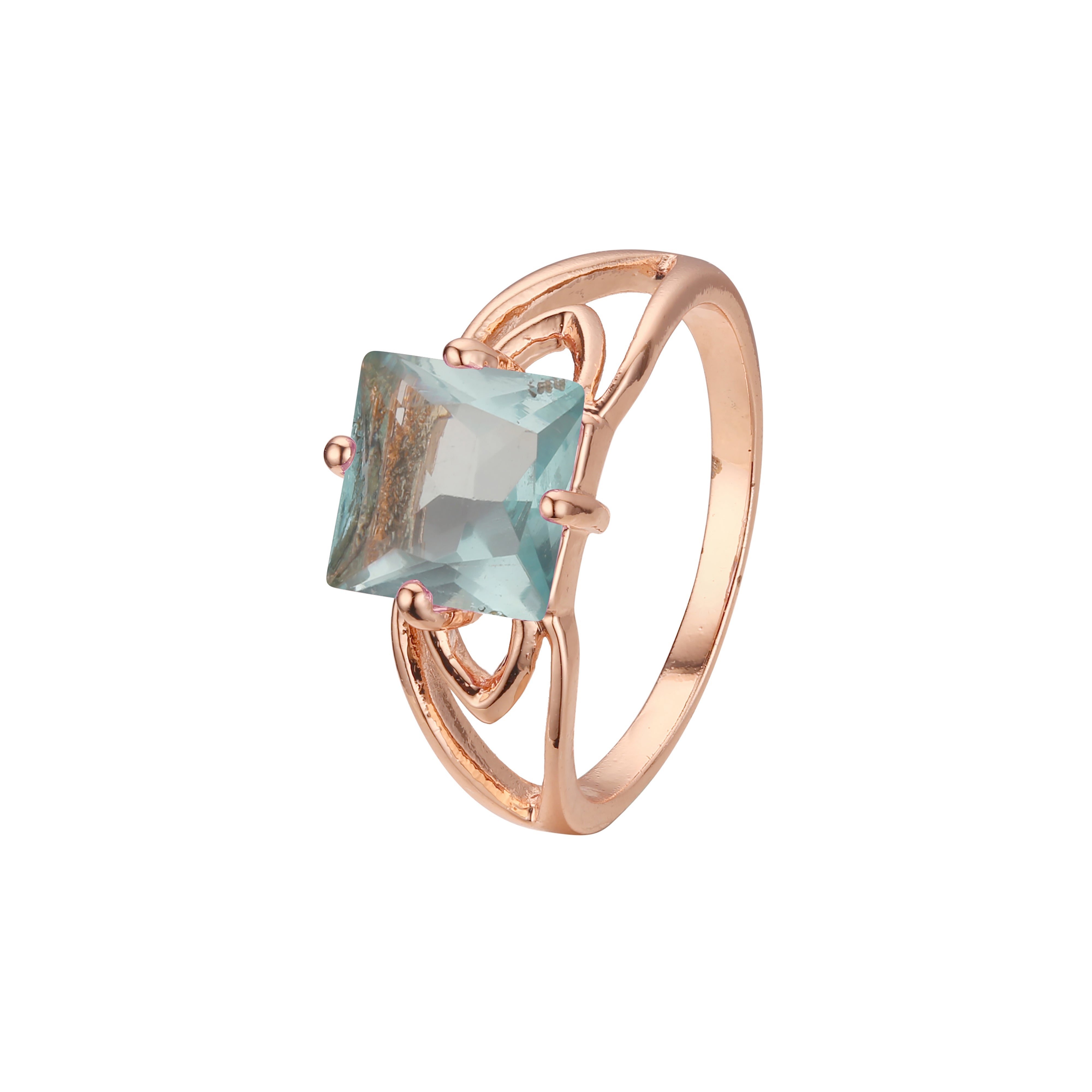 Solitario grandes piedras de colores talla esmeralda Oro Blanco, Anillos Oro Rosa