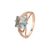 Solitario grandes piedras de colores talla esmeralda Oro Blanco, Anillos Oro Rosa