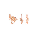 Lujoso y elegante conjunto de gran mariposa con anillos en Oro Rosa, baño de dos colores