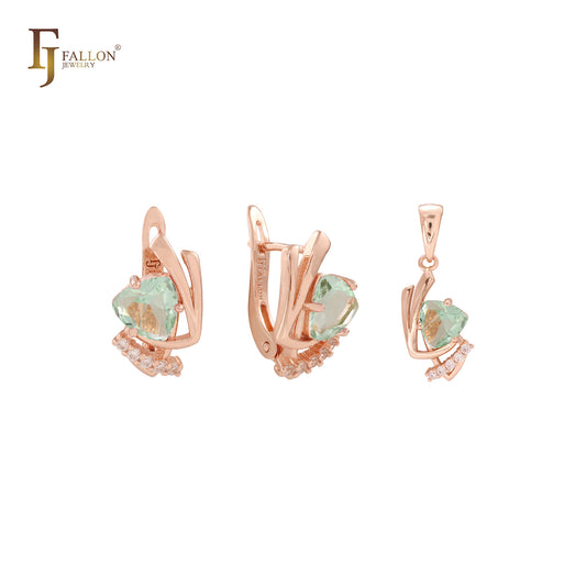 Conjunto de oro rosa con colgante