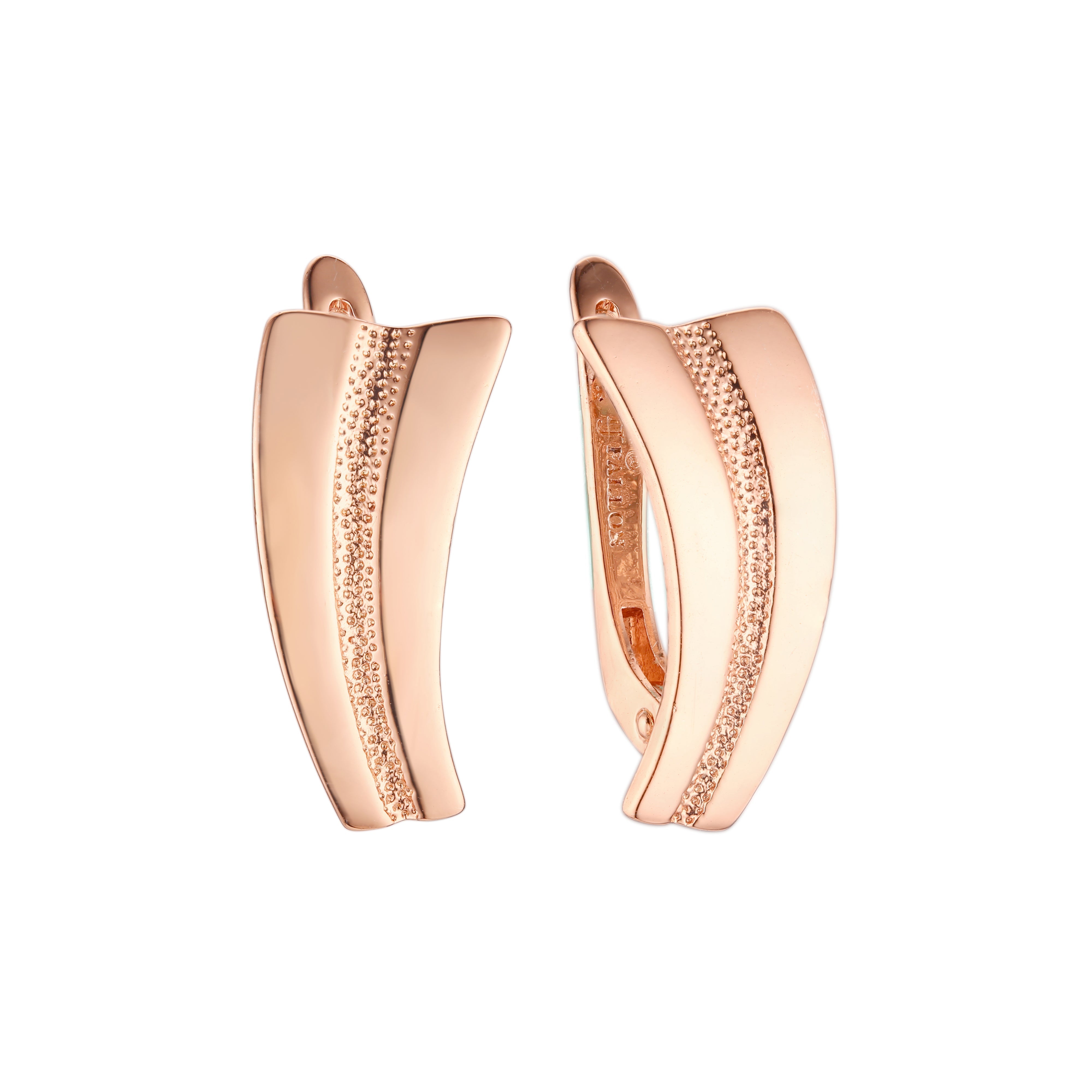 Pendientes de clip de oro de 14 quilates, oro rosa y dos tonos con flanco curvo