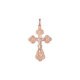 Eastern Orthodox Russian budded pendant in Rose Gold two tone, 14K Gold plating colors