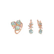 Conjunto de joyas de anillos de oro rosa CZ de colores mezclados de verde manzana de racimo lujoso