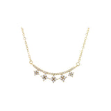 Collar de Oro 14K con cúmulo de estrellas blanco cúbico zc