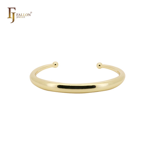 Pulseras tipo brazalete abiertas con cuentas de oro de 14 quilates, oro rosa y oro blanco de forma sencilla