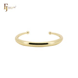 Pulseras tipo brazalete abiertas con cuentas de oro de 14 quilates, oro rosa y oro blanco de forma sencilla