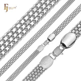 Bismarck weaving anchor quadruple four link chains plated 14K Gold, Rose Gold, two tone