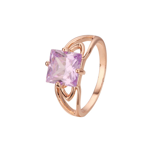 Solitario grandes piedras de colores talla esmeralda Oro Blanco, Anillos Oro Rosa