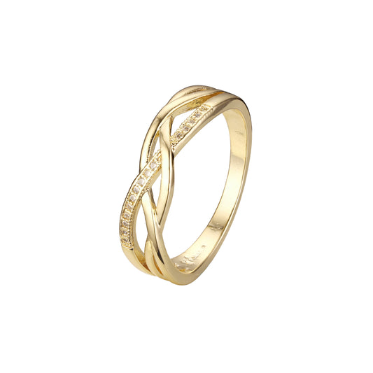 Anillos de tres bandas adoquín en colores de baño de oro de 18 quilates, Oro 14K y oro rosa