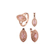 Juego de joyas con piedras grandes Halo Marquise chapado en Oro 14K, oro rosa
