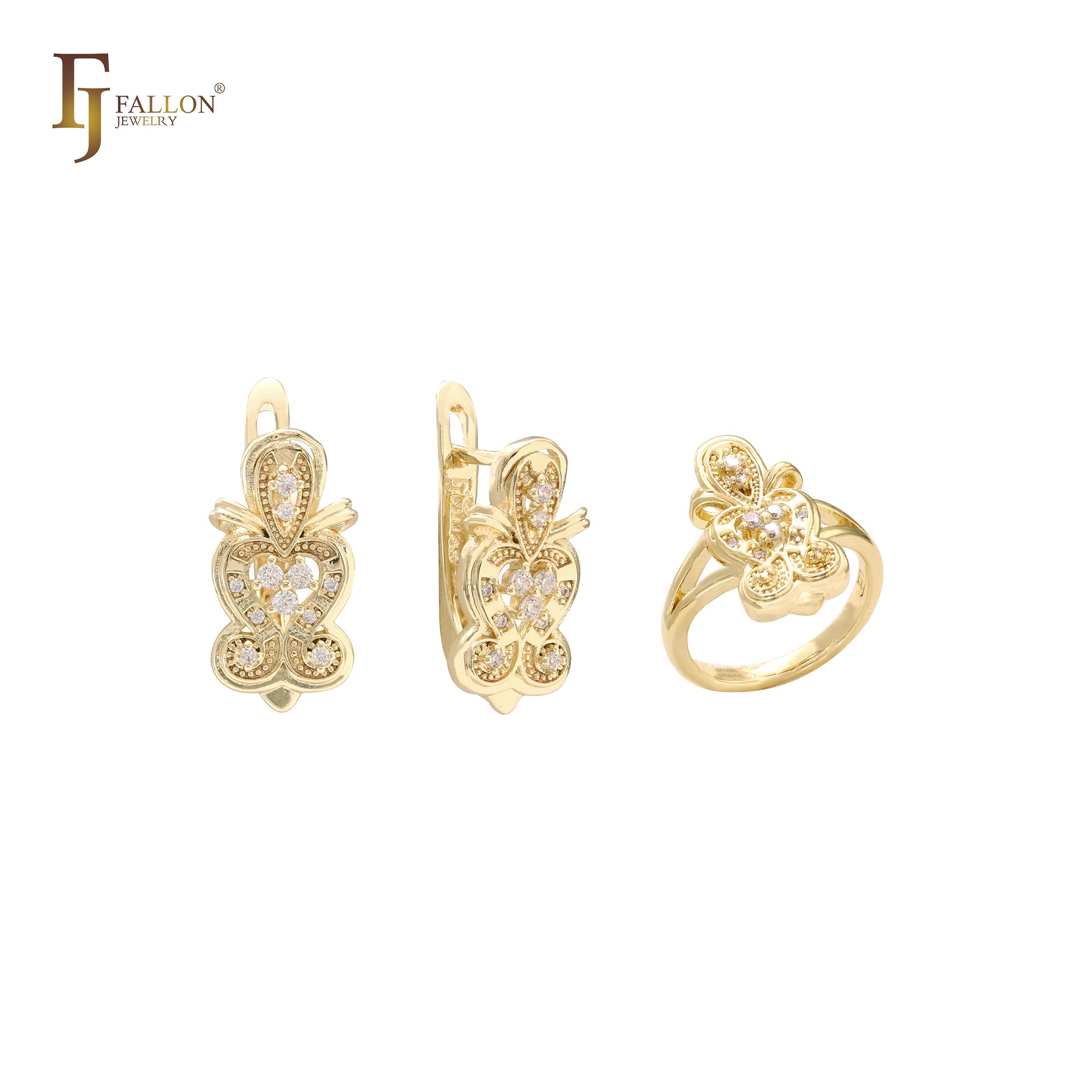 Conjunto de filigrana de oro de 14 quilates con anillos