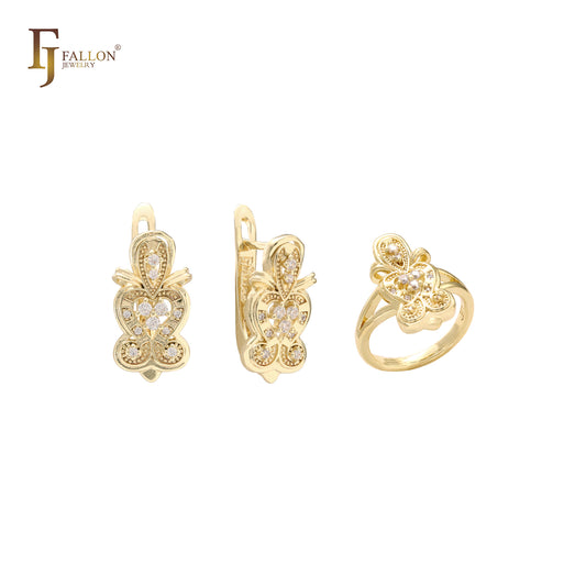 Conjunto de filigrana de oro de 14 quilates con anillos