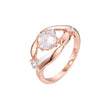 Anillos solitarios de oro rosa de dos tonos con dos piedras laterales