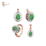 Conjunto Halo chapado en Oro Rosa, bicolor