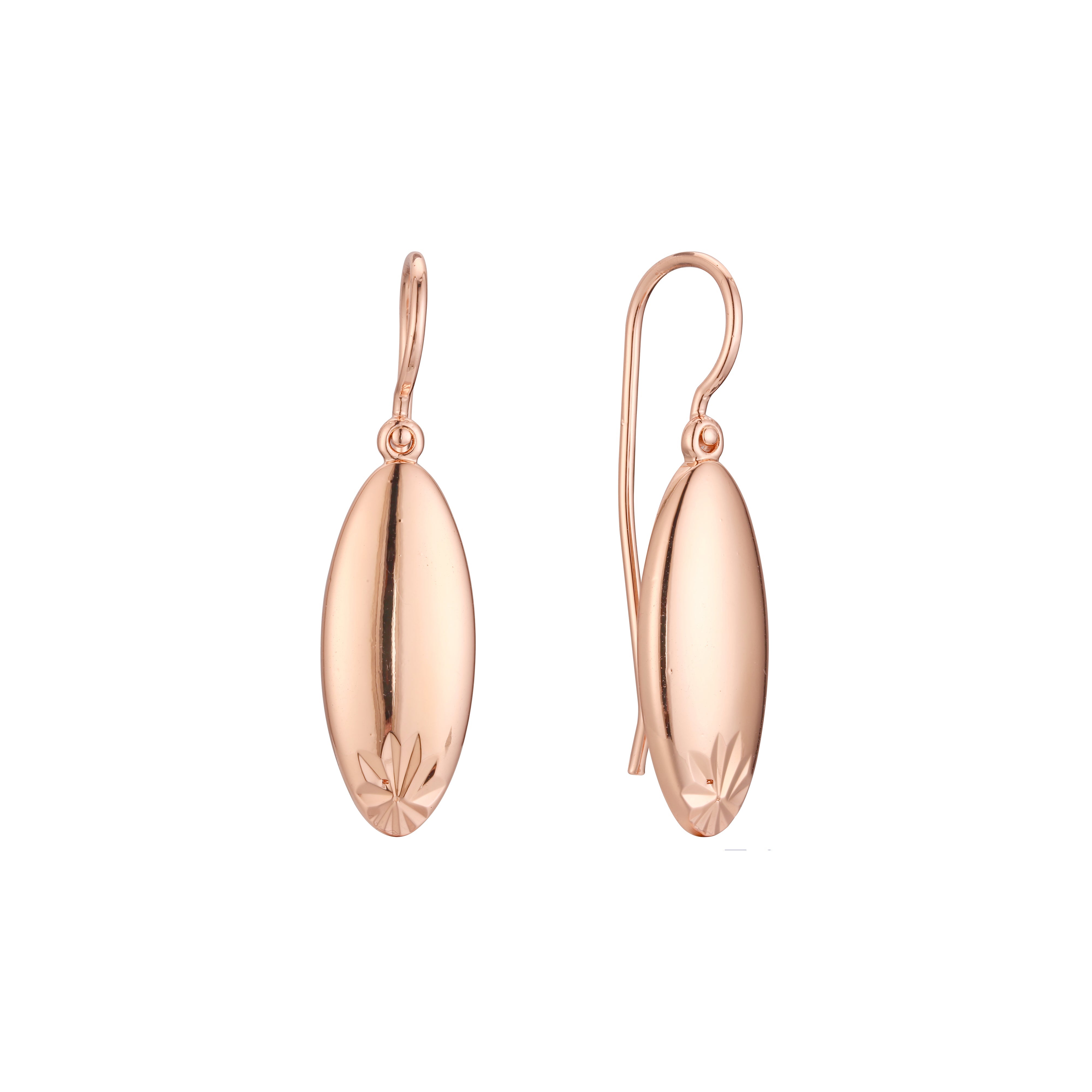 Pendientes de gancho de alambre en Oro 14K, colores de baño de oro rosa.