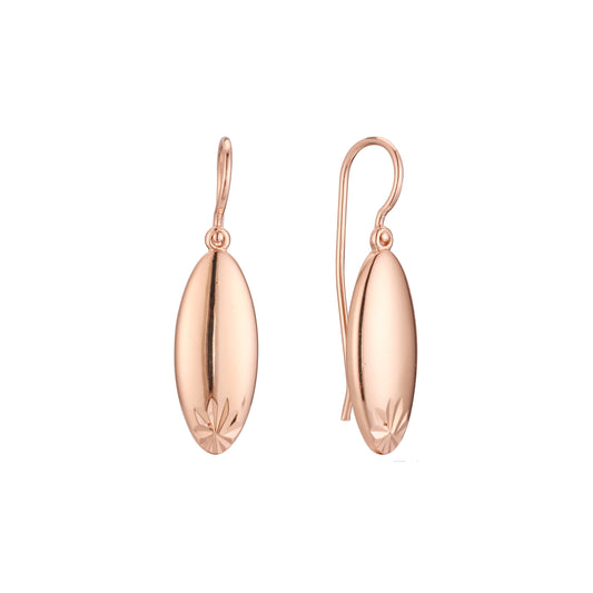 Pendientes de gancho de alambre en Oro 14K, colores de baño de oro rosa.