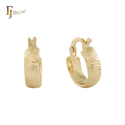 Aretes tipo argolla de oro de 14 quilates con textura ancha