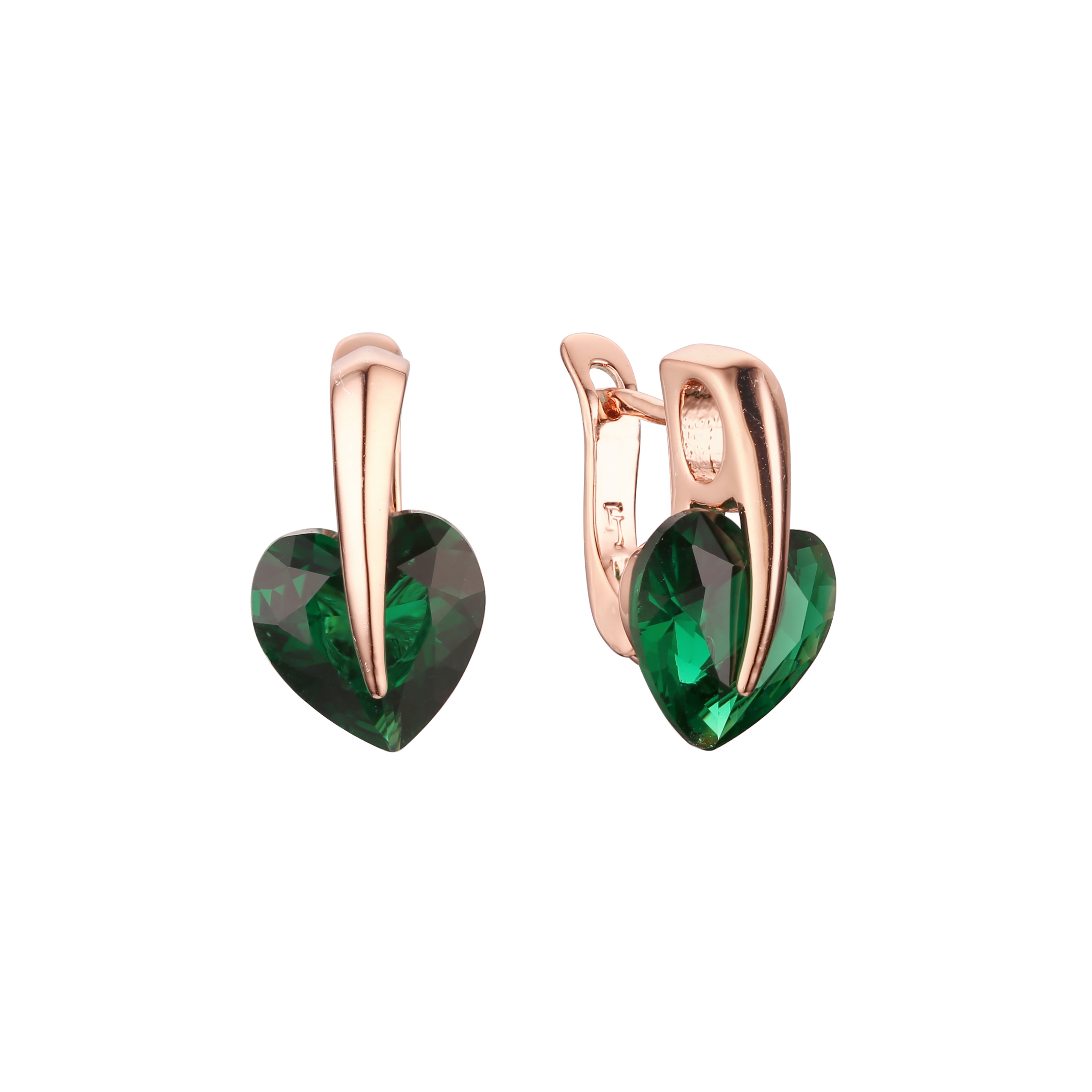 Pendientes de oro de 14 quilates, oro rosa y oro blanco con circonitas cúbicas de colores y corazón solitario.