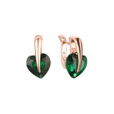 Pendientes de oro de 14 quilates, oro rosa y oro blanco con circonitas cúbicas de colores y corazón solitario.