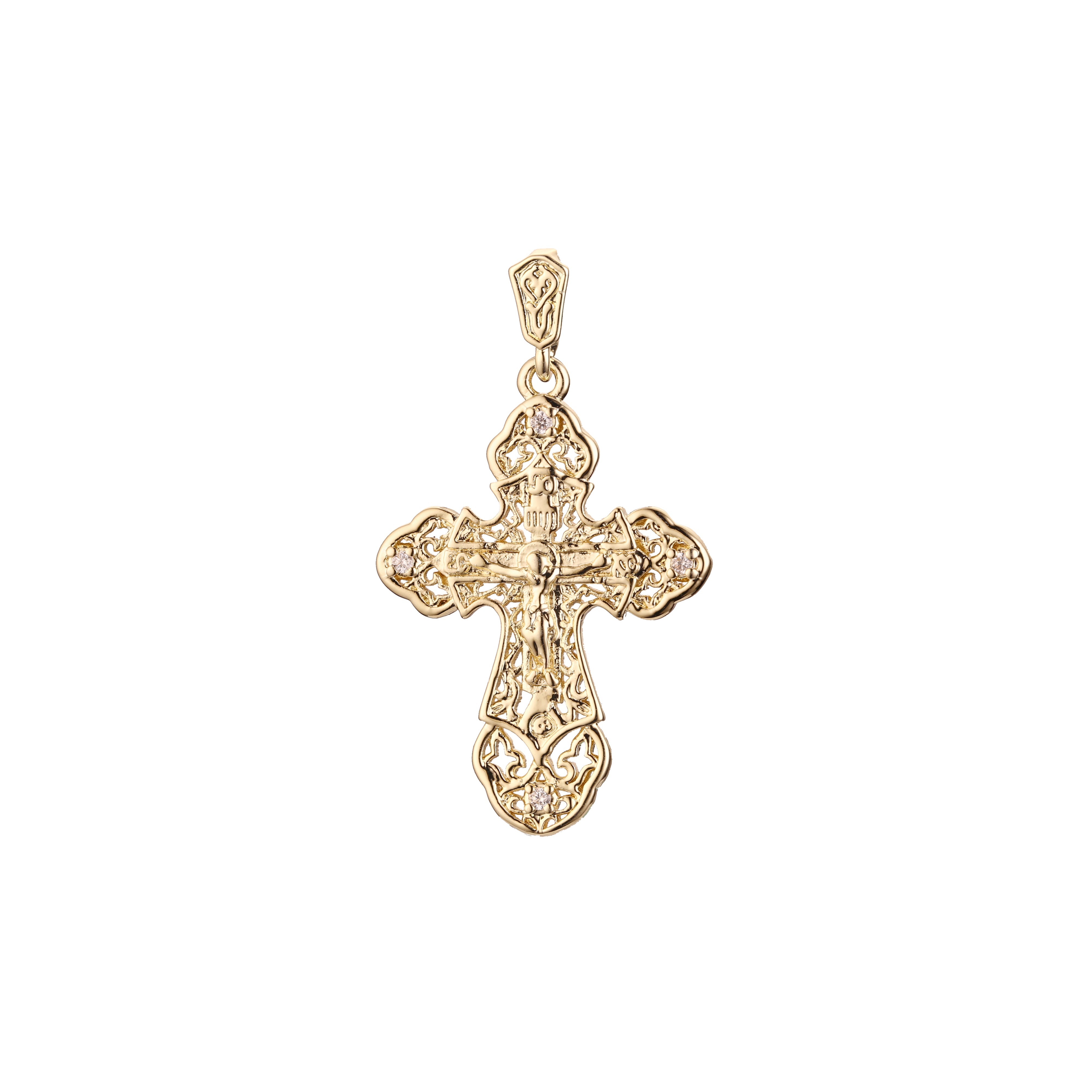 Eastern Orthodox Russian budded pendant in Rose Gold & 14K Gold plating colors