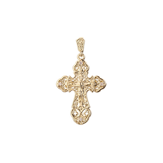 Eastern Orthodox Russian budded pendant in Rose Gold & 14K Gold plating colors