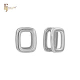Pendientes huggie cuadrados redondeados de oro de 14 quilates