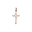 Cluster white CZs Rose Gold, 14K Gold Latin Cross Pendant