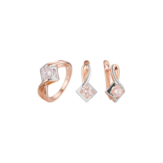 Oro rosa bicolor engastado con piedra