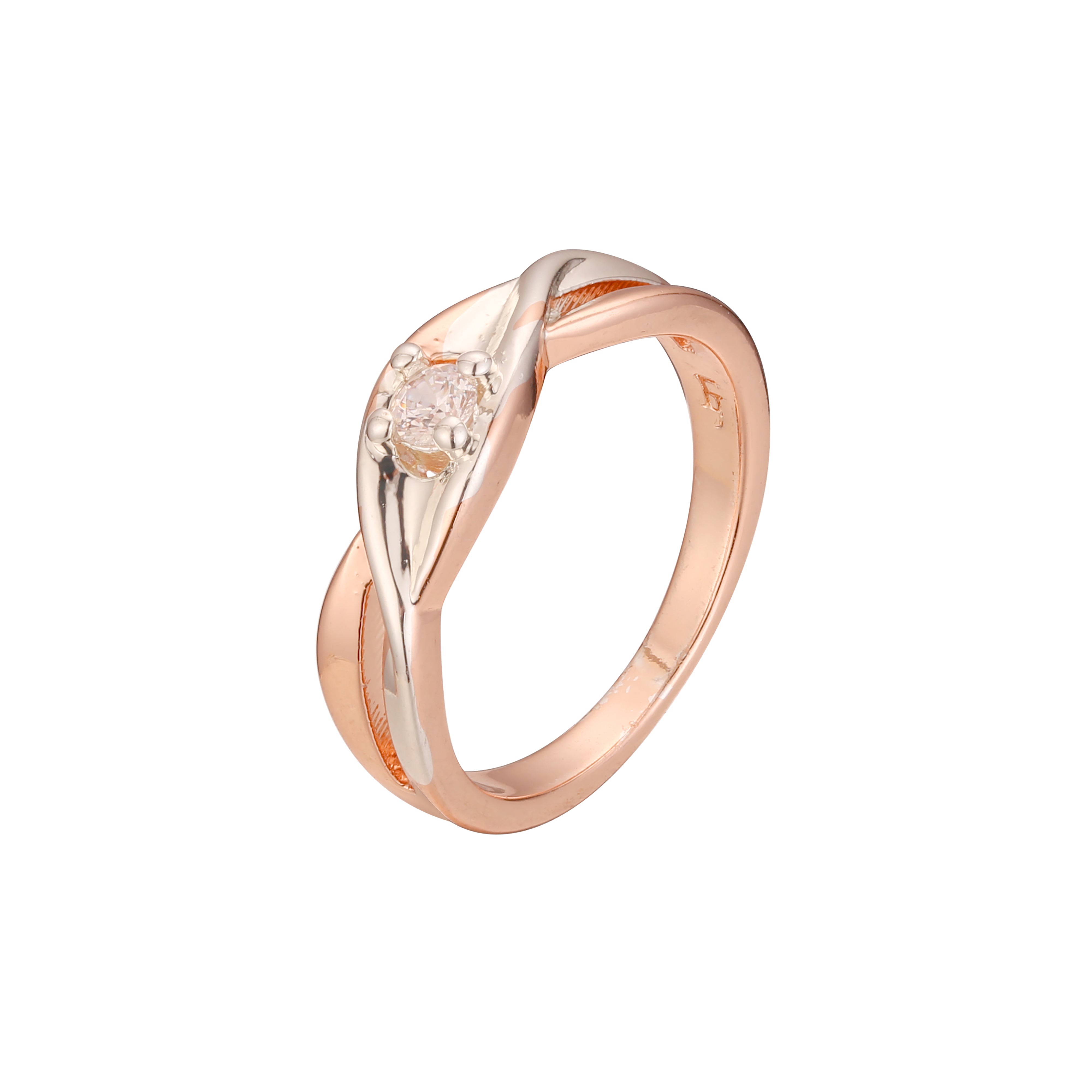Anillos solitarios de oro rosa de dos tonos