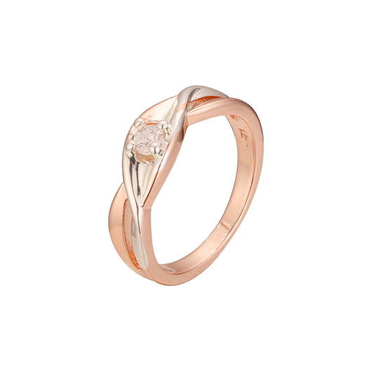 Anillos solitarios de oro rosa de dos tonos